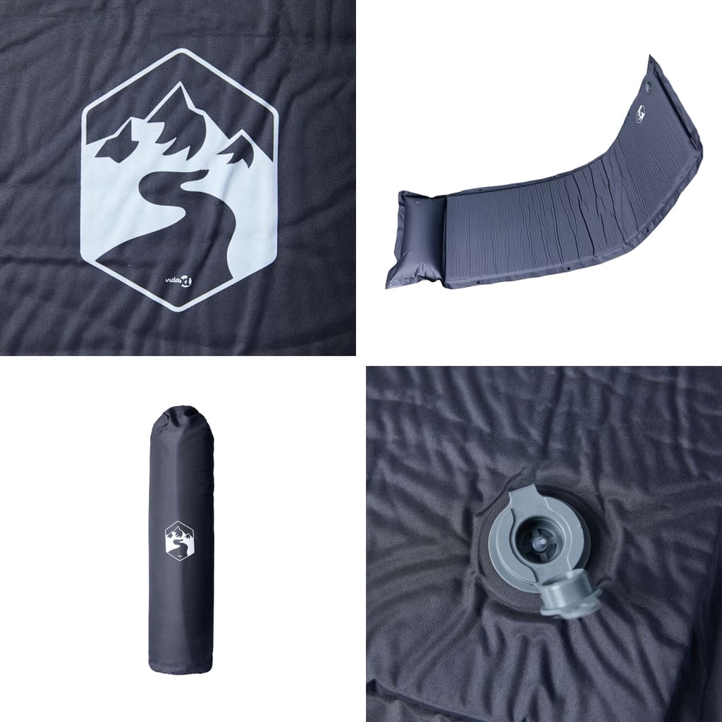 vidaXL Self Inflating Camping Mattress with Pillow 1-Person Grey 5