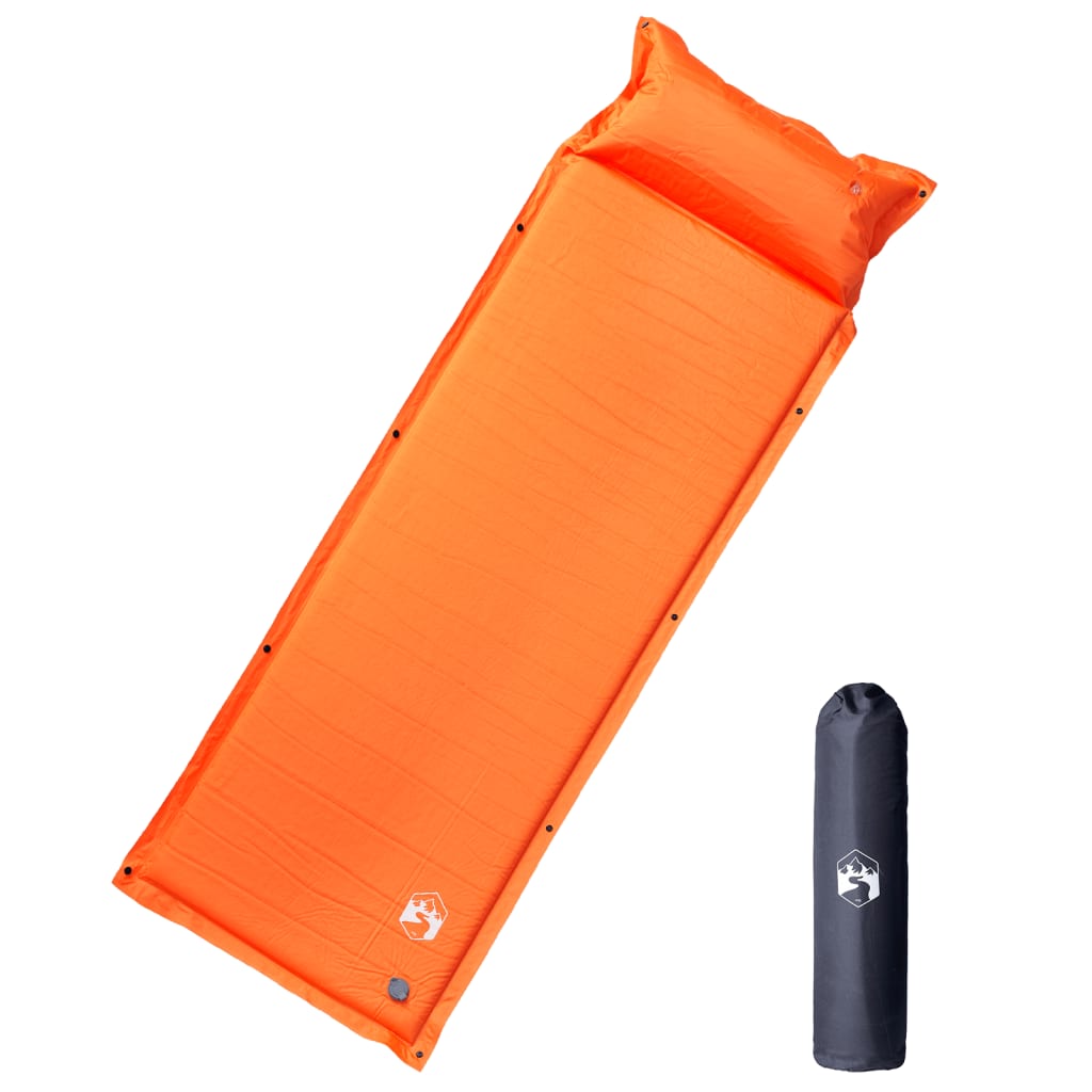 vidaXL Self Inflating Camping Mattress with Pillow 1-Person Orange 1