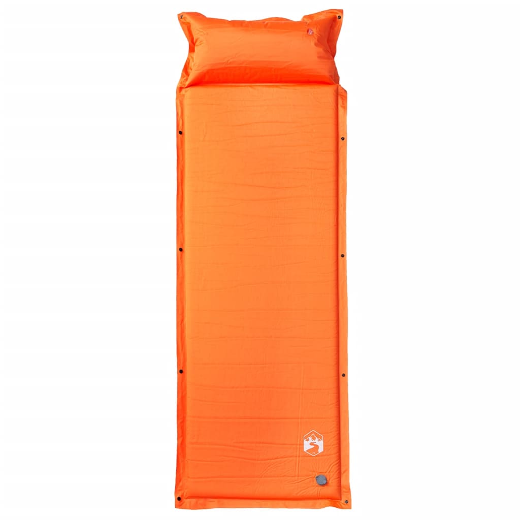 vidaXL Self Inflating Camping Mattress with Pillow 1-Person Orange 2