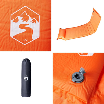 vidaXL Self Inflating Camping Mattress with Pillow 1-Person Orange 5