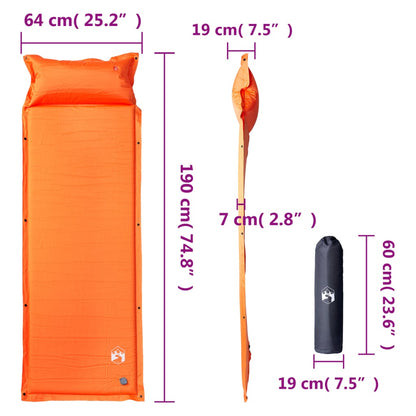 vidaXL Self Inflating Camping Mattress with Pillow 1-Person Orange 6