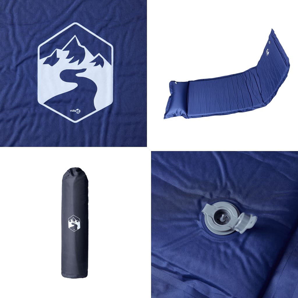vidaXL Self Inflating Camping Mattress with Pillow 1-Person Navy Blue 5