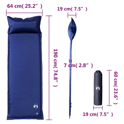 vidaXL Self Inflating Camping Mattress with Pillow 1-Person Navy Blue 6