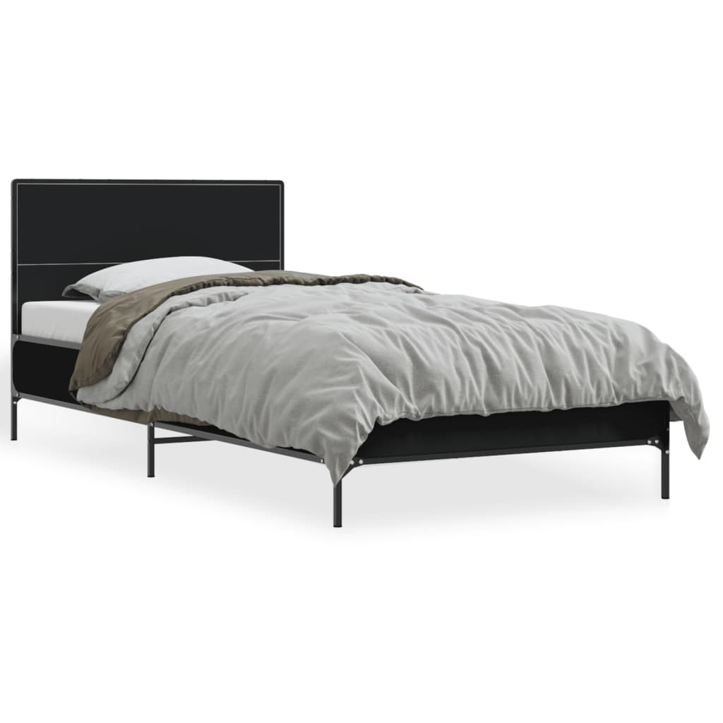 vidaXL Bed Frame without Mattress Black 90x200 cm 2