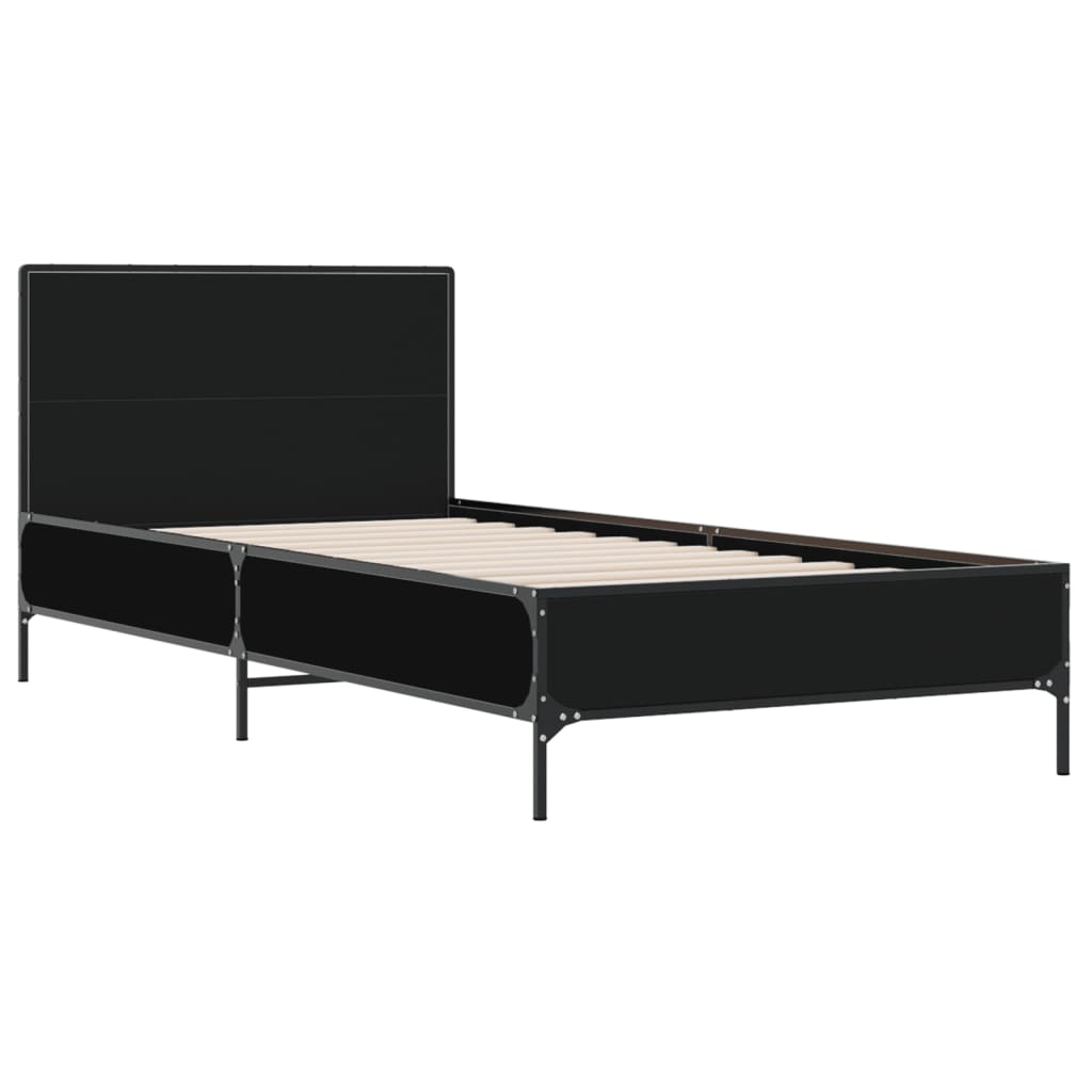 vidaXL Bed Frame without Mattress Black 90x200 cm 3
