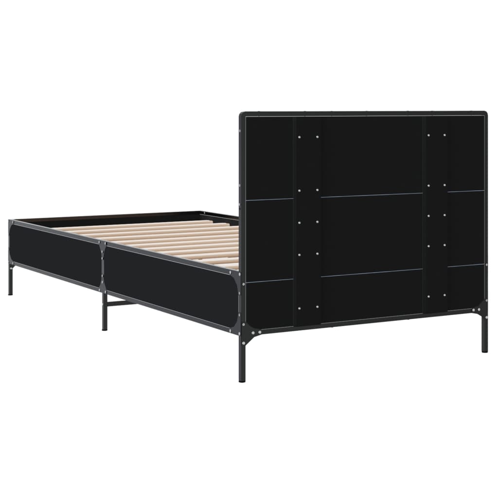 vidaXL Bed Frame without Mattress Black 90x200 cm 6