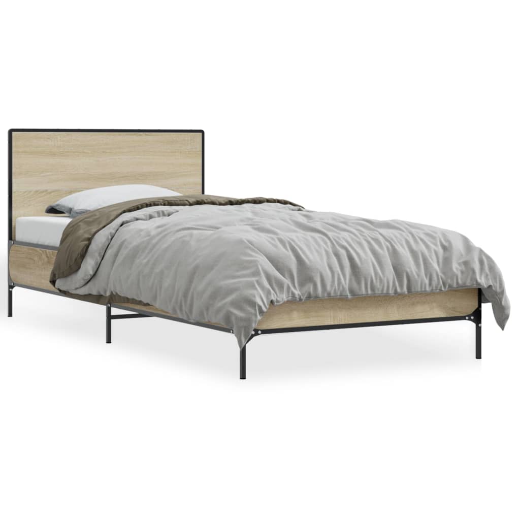 vidaXL Bed Frame without Mattress Sonoma Oak 75x190 cm Small Single 2