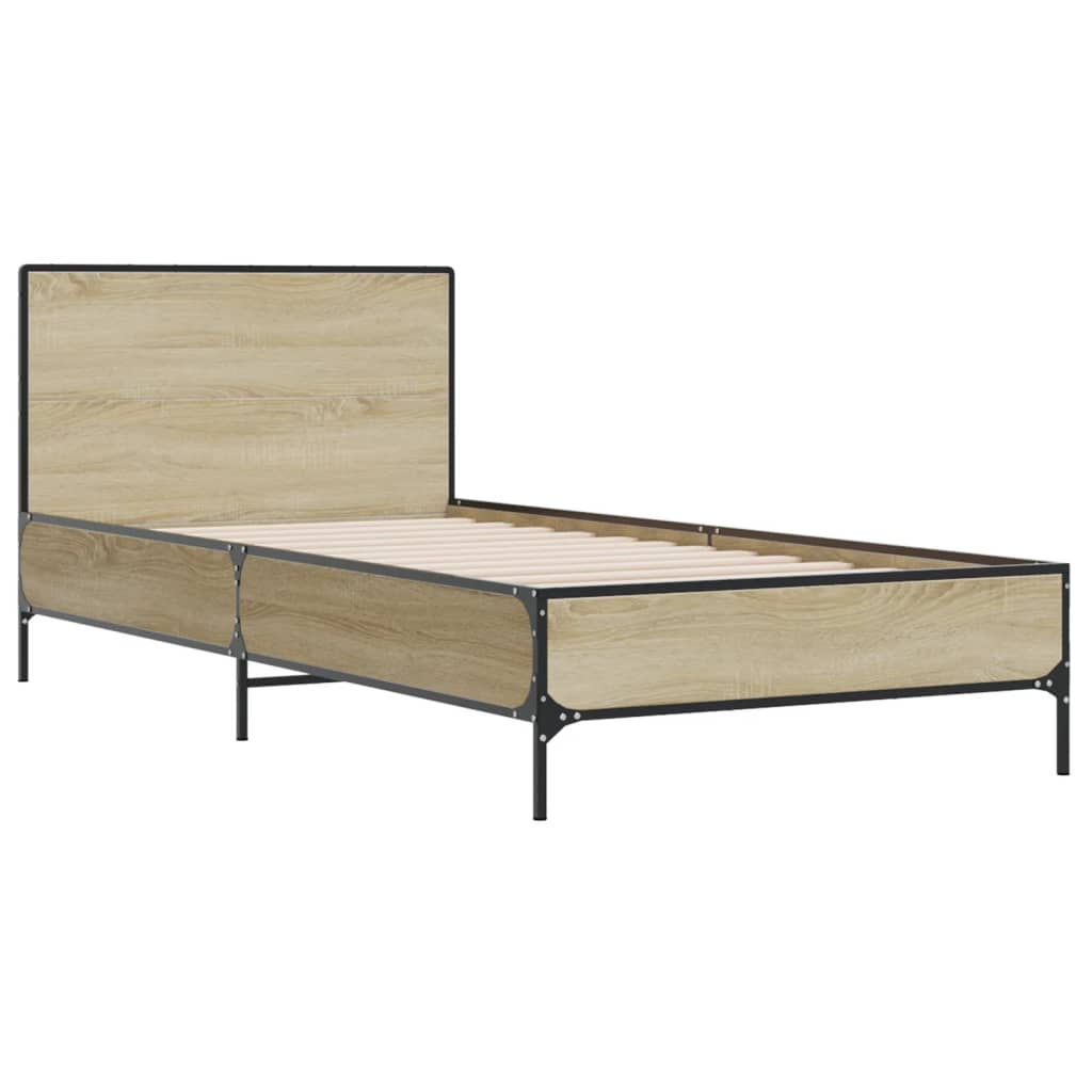 vidaXL Bed Frame without Mattress Sonoma Oak 75x190 cm Small Single 3