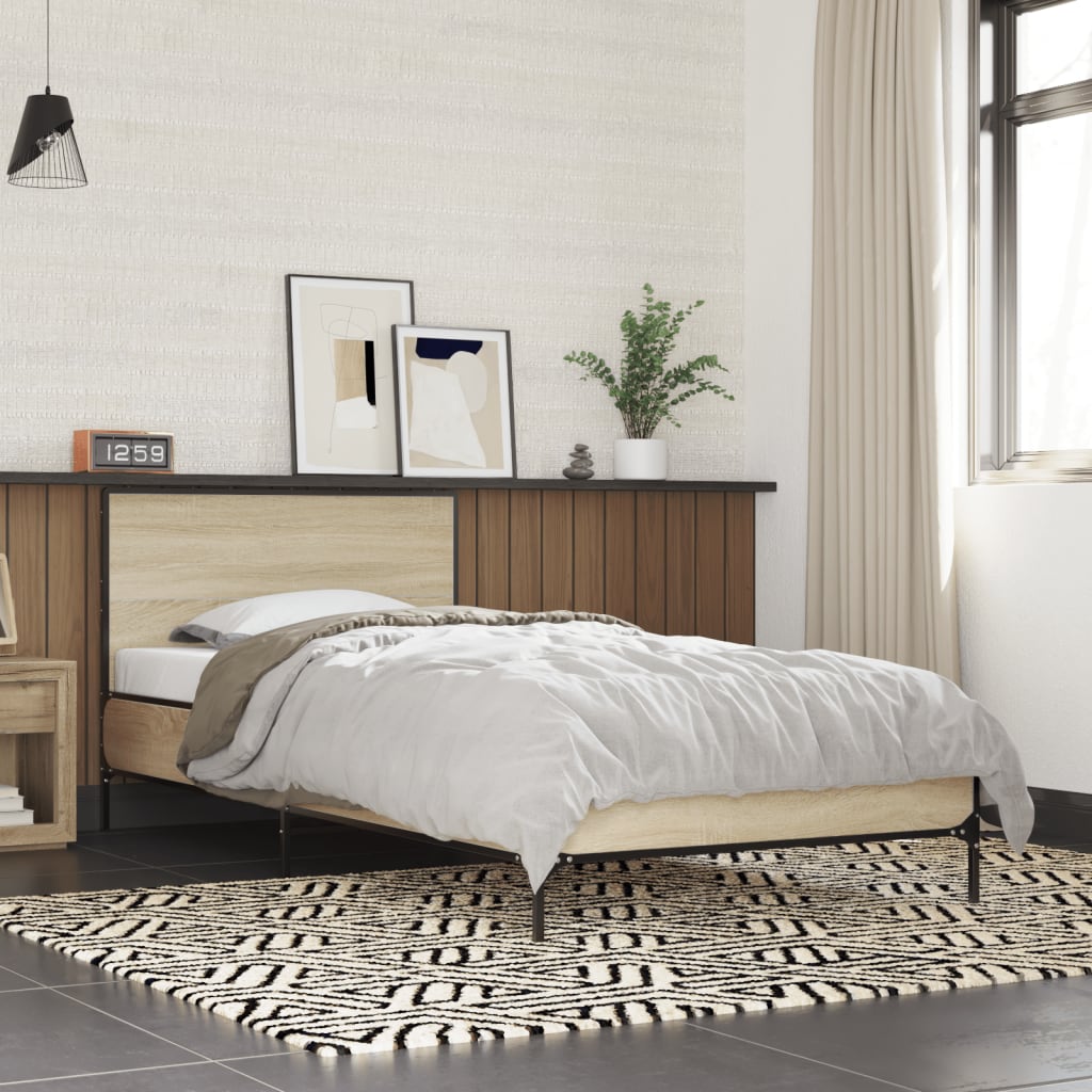 vidaXL Bed Frame without Mattress Sonoma Oak 75x190 cm Small Single 1