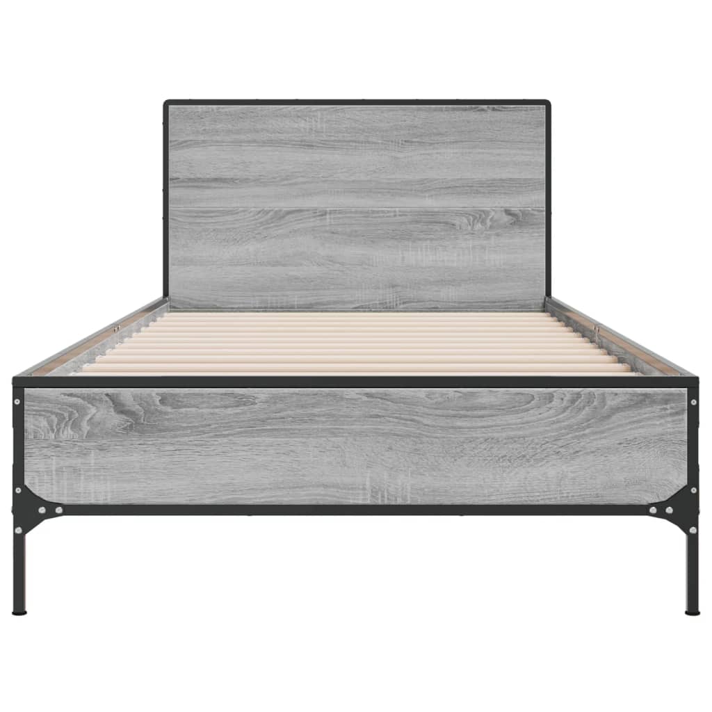vidaXL Bed Frame without Mattress Grey Sonoma 75x190 cm Small Single 4