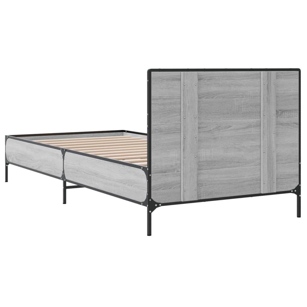 vidaXL Bed Frame without Mattress Grey Sonoma 75x190 cm Small Single 6