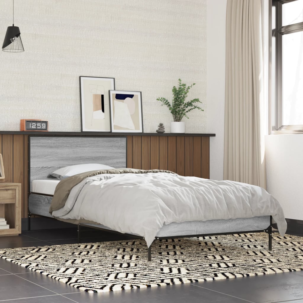 vidaXL Bed Frame without Mattress Grey Sonoma 75x190 cm Small Single 1