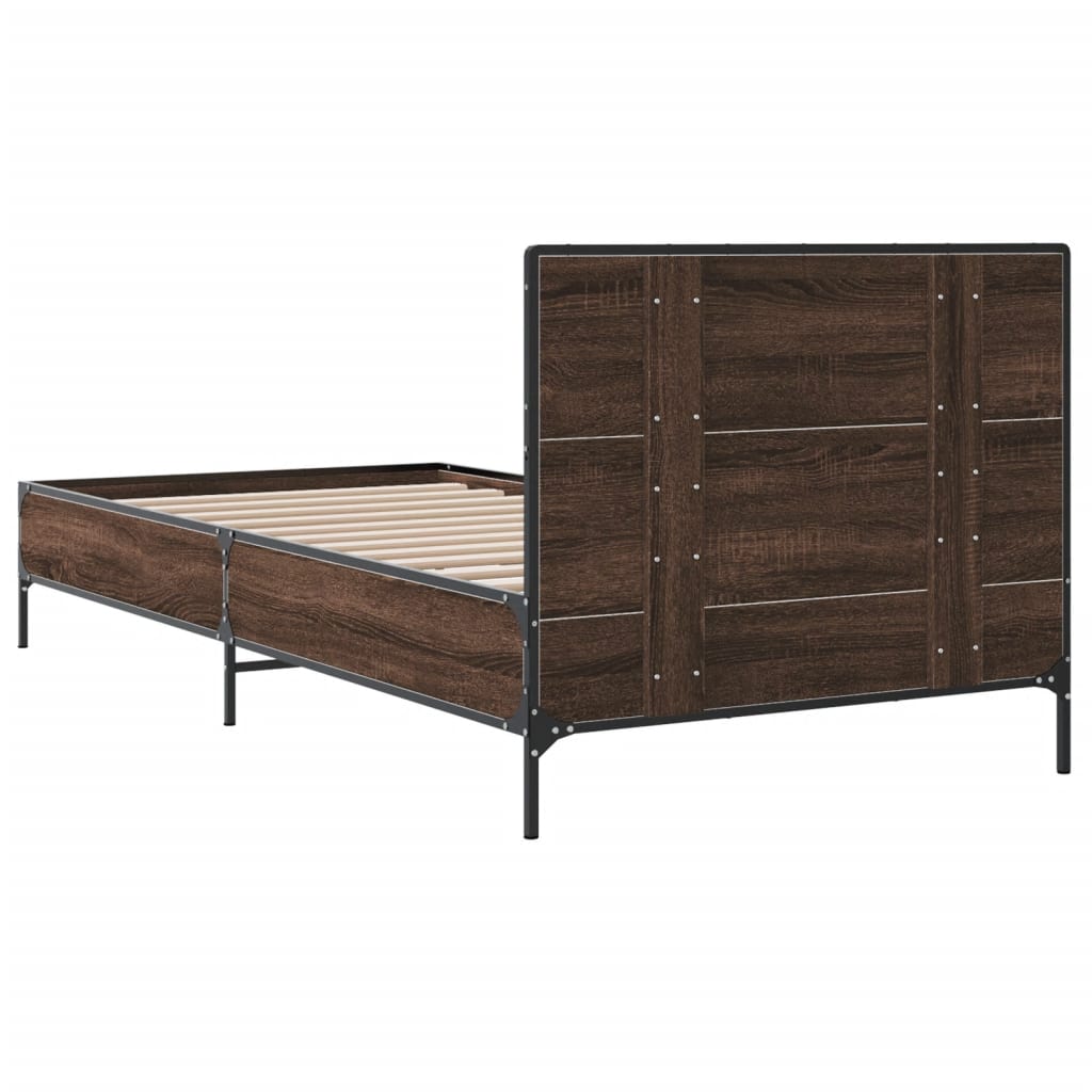 vidaXL Bed Frame without Mattress Brown Oak 75x190 cm Small Single 6