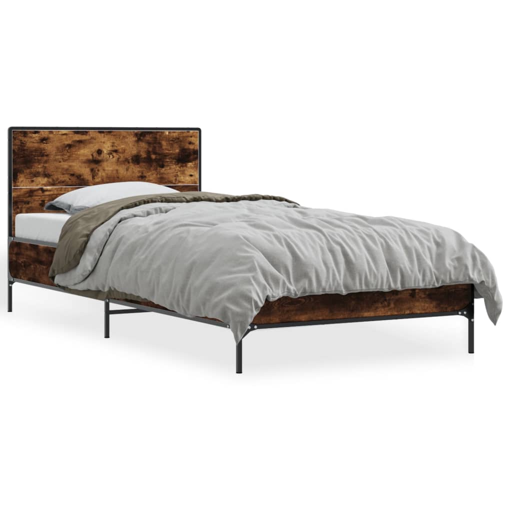 vidaXL Bed Frame without Mattress Smoked Oak 90x190 cm Single 2