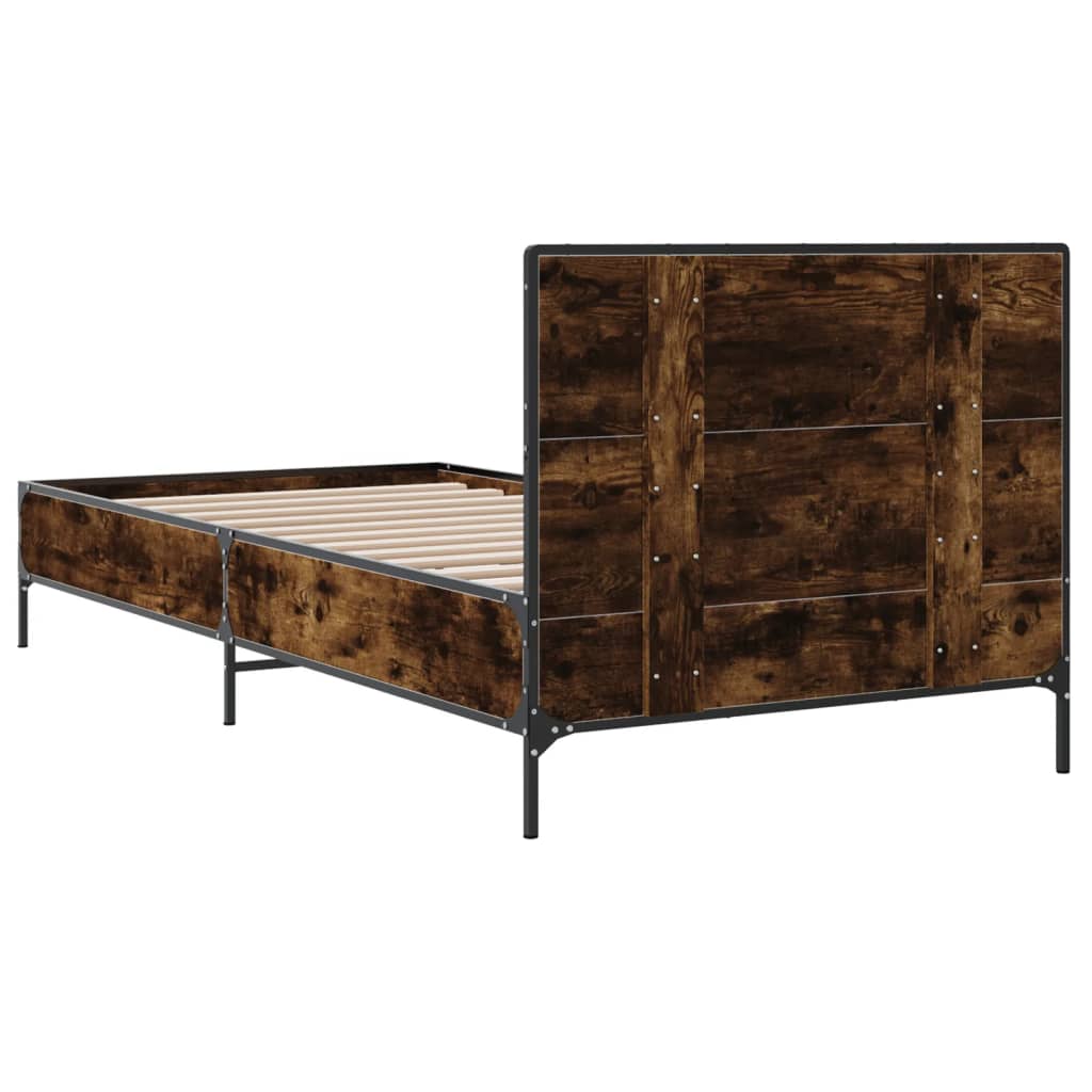 vidaXL Bed Frame without Mattress Smoked Oak 90x190 cm Single 6
