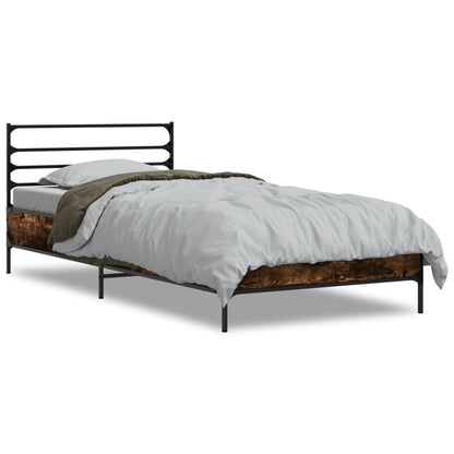 vidaXL Bed Frame without Mattress Smoked Oak 90x200 cm 2