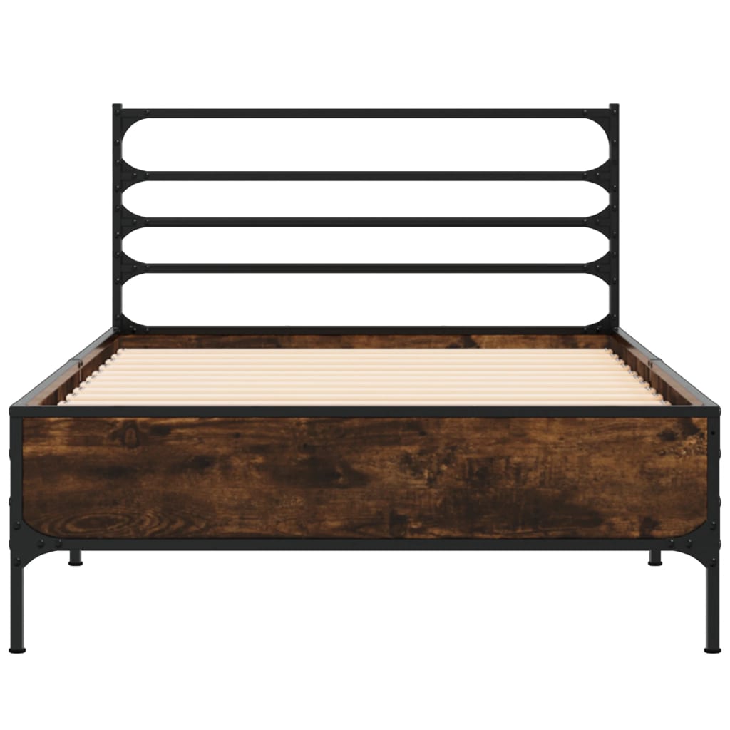vidaXL Bed Frame without Mattress Smoked Oak 90x200 cm 4