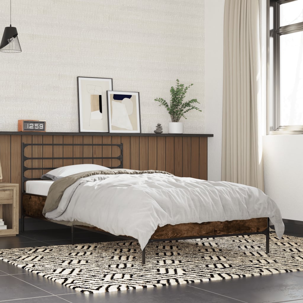 vidaXL Bed Frame without Mattress Smoked Oak 90x200 cm 1