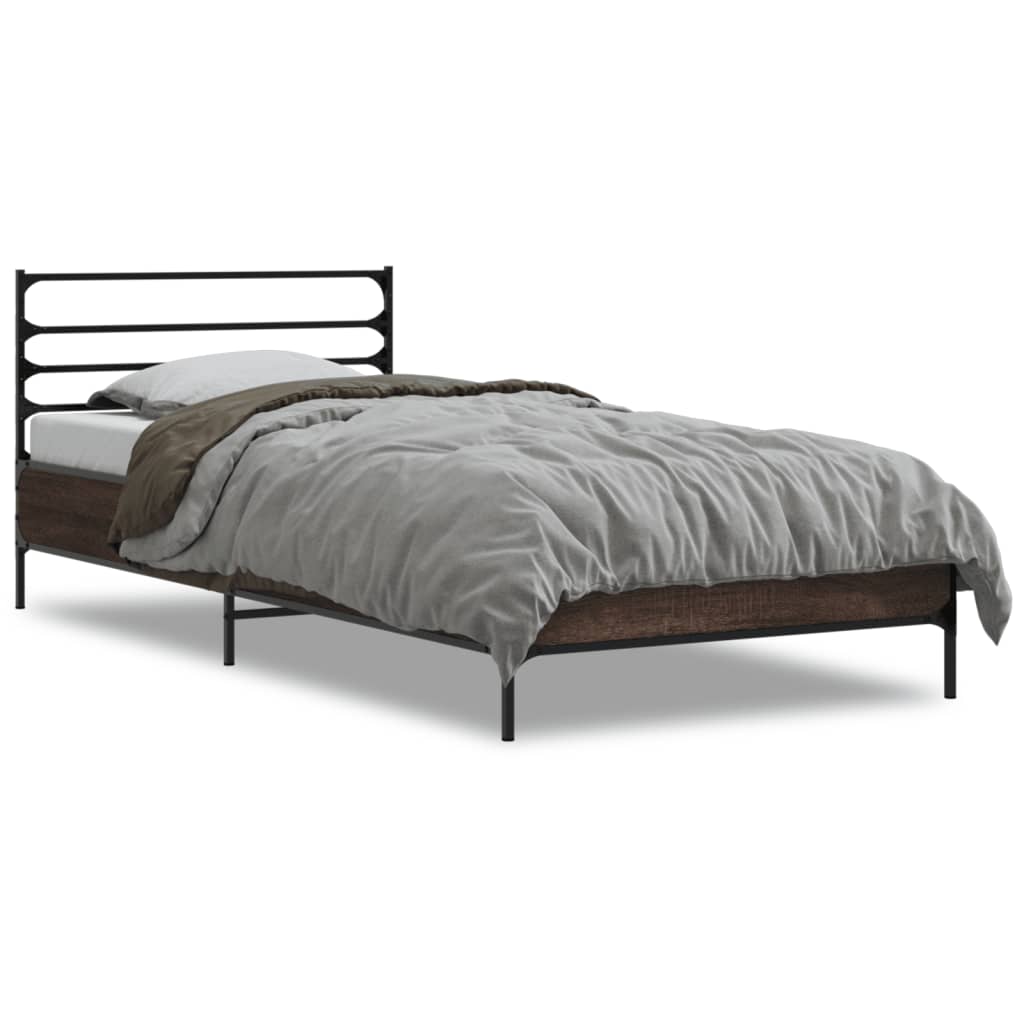 Bed Frame without Mattress Length 200 cm Brown oak 90 cm