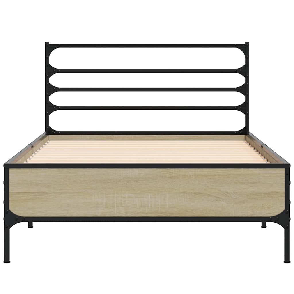vidaXL Bed Frame without Mattress Sonoma Oak 100x200 cm 4