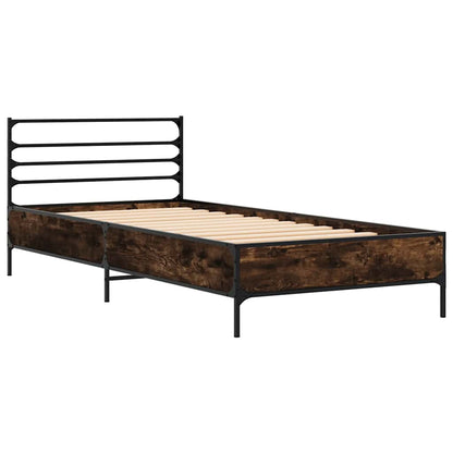 vidaXL Bed Frame without Mattress Smoked Oak 100x200 cm 3