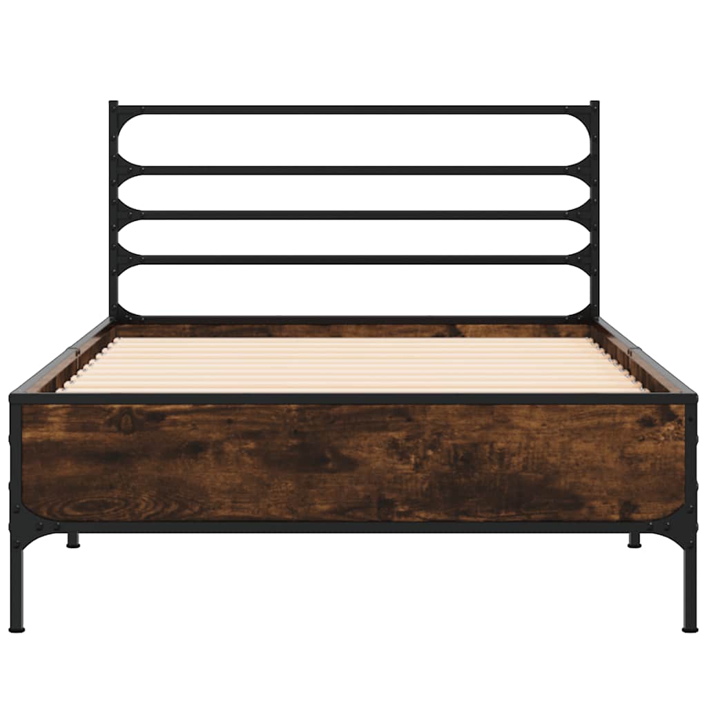 vidaXL Bed Frame without Mattress Smoked Oak 100x200 cm 4