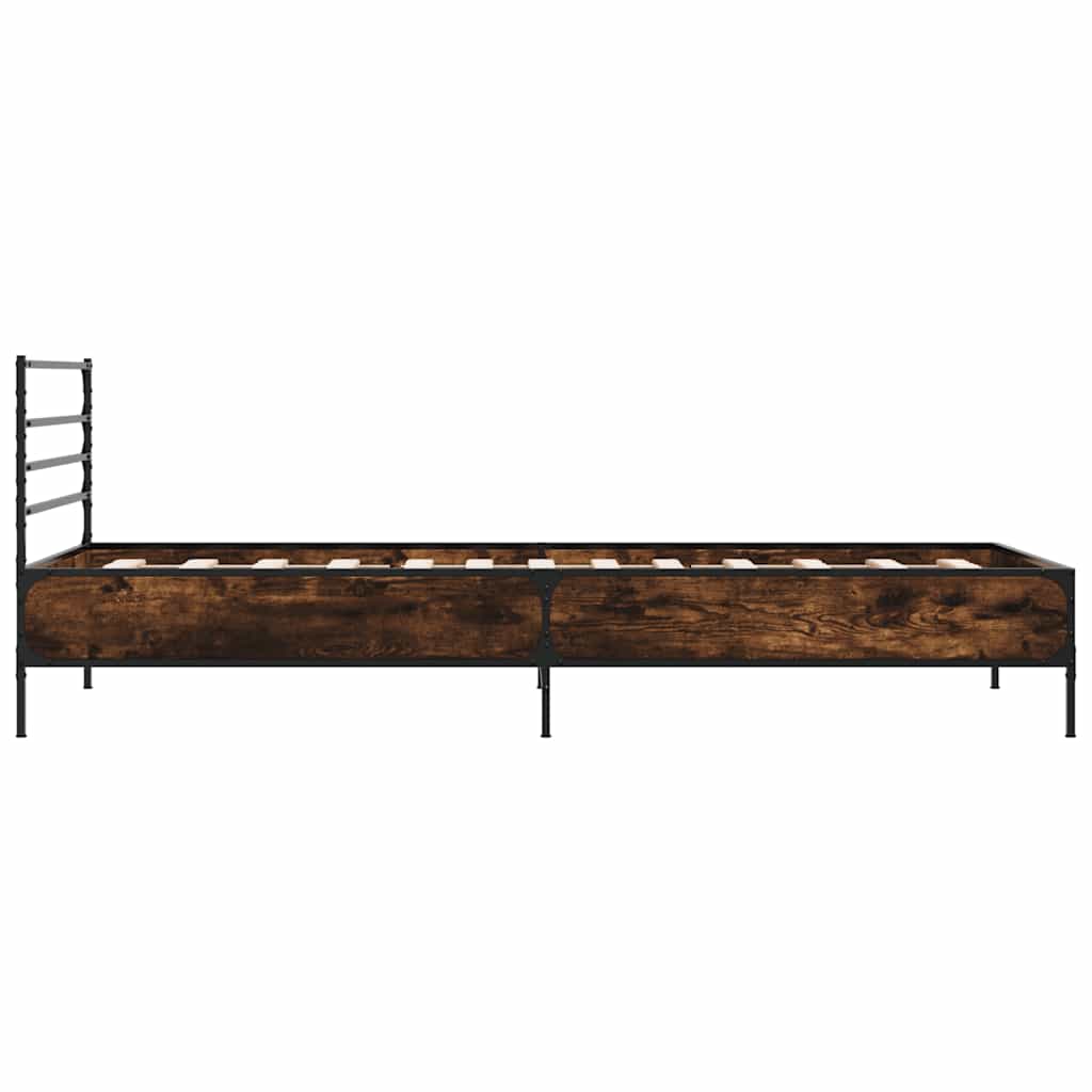 vidaXL Bed Frame without Mattress Smoked Oak 100x200 cm 5