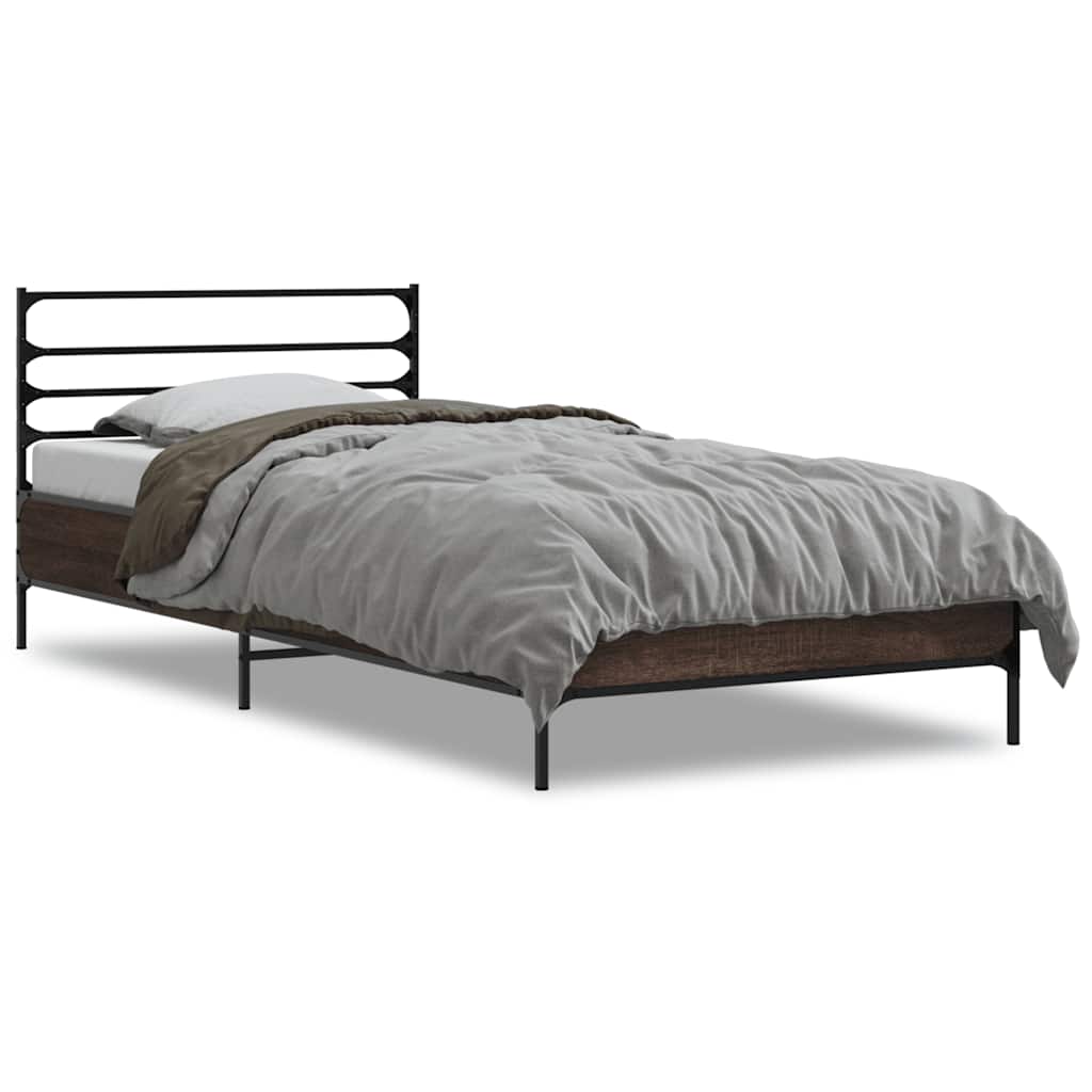 Bed Frame without Mattress Length 200 cm Brown oak 100 cm