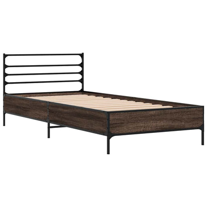 Bed Frame without Mattress Length 200 cm Brown oak 100 cm
