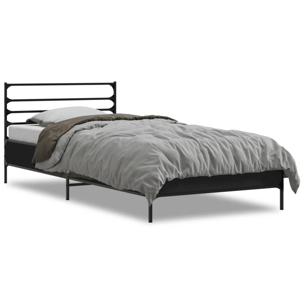 vidaXL Bed Frame without Mattress Black 90x190 cm Single 2