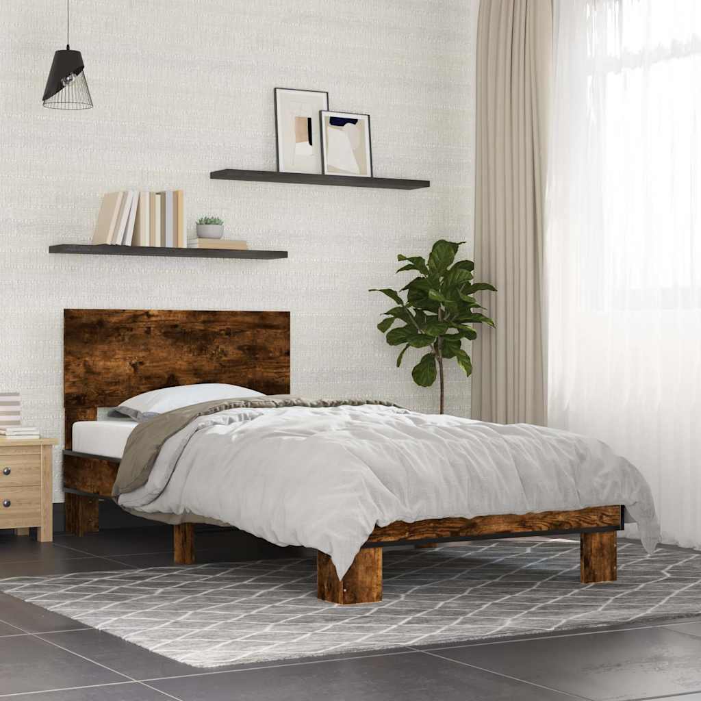Bed Frame without Mattress Length 200 cm Smoked oak 90 cm