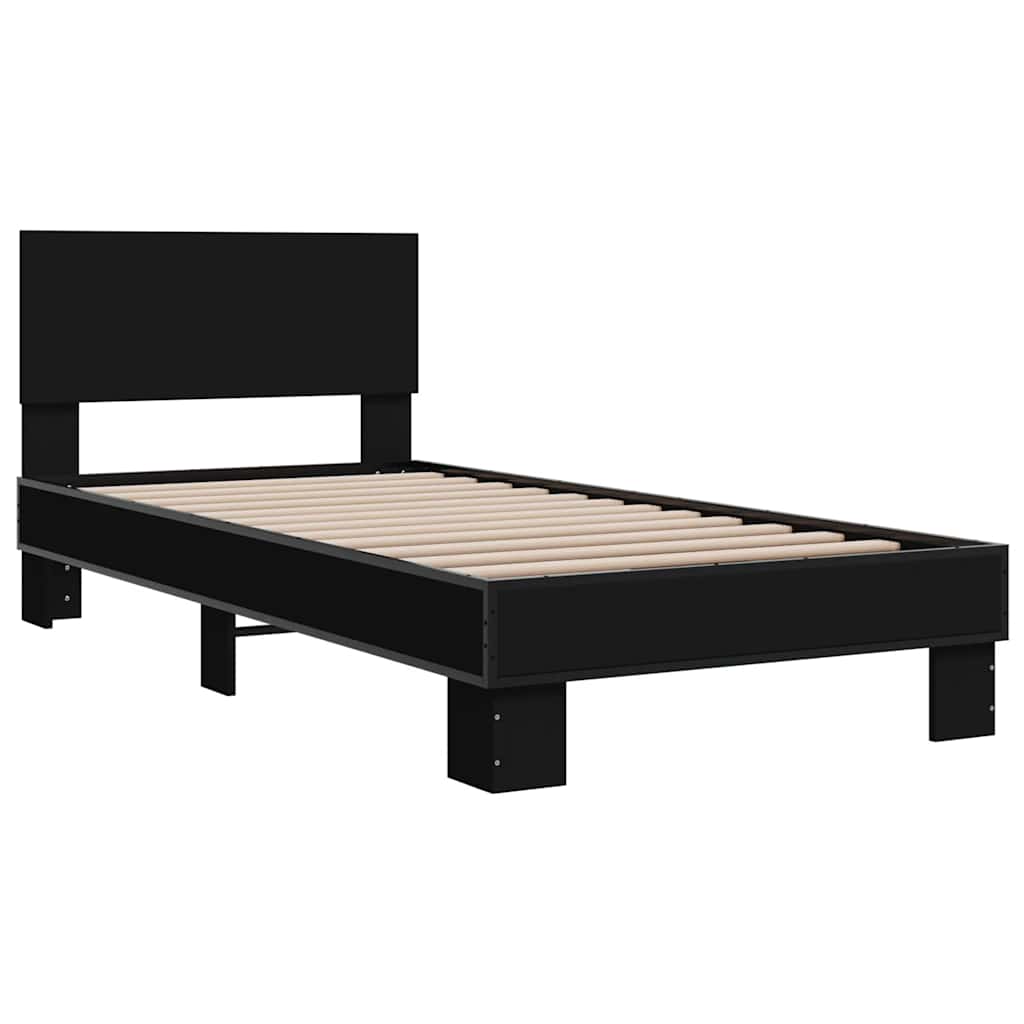 vidaXL Bed Frame without Mattress Black 75x190 cm Small Single 3