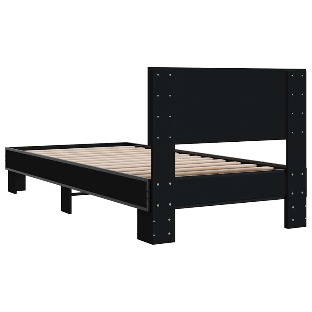 vidaXL Bed Frame without Mattress Black 75x190 cm Small Single 6