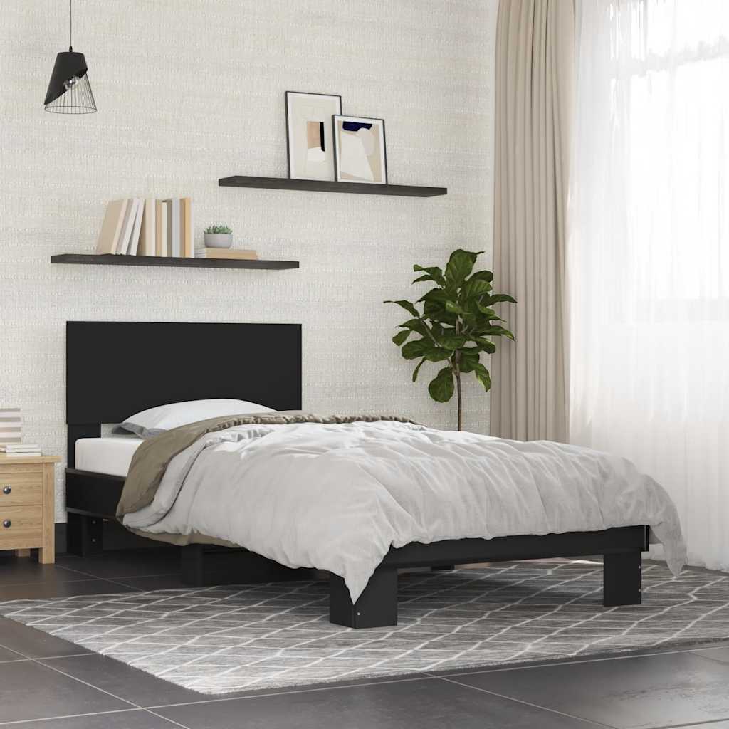 vidaXL Bed Frame without Mattress Black 75x190 cm Small Single 1