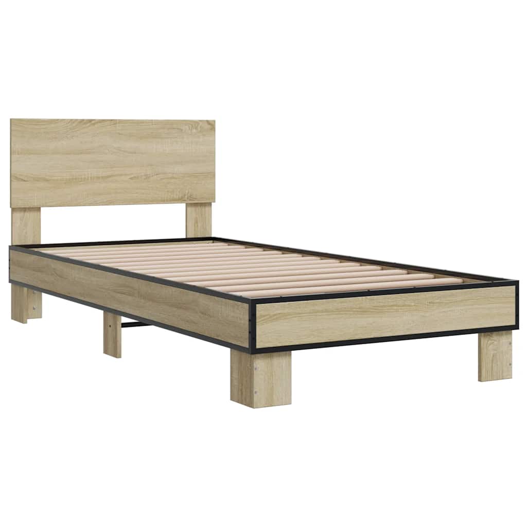 vidaXL Bed Frame without Mattress Sonoma Oak 75x190 cm Small Single 3