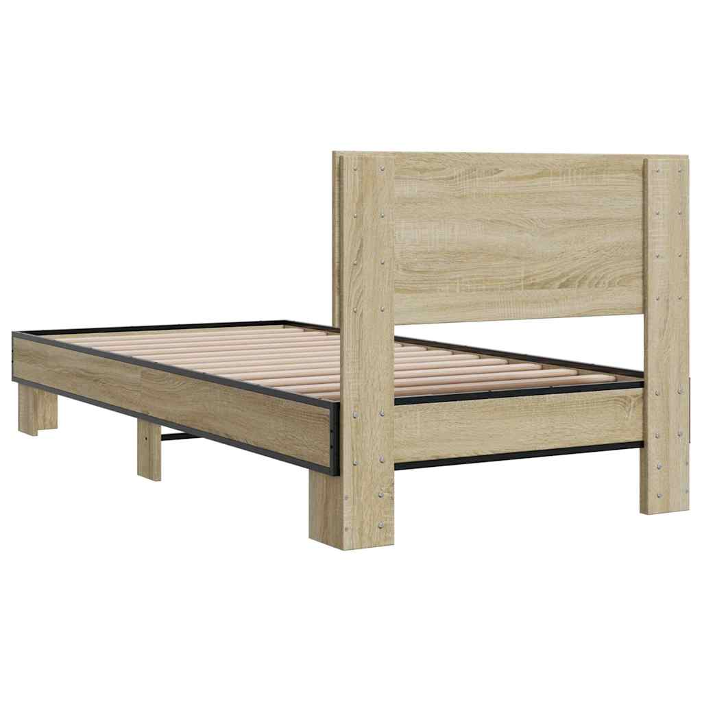 vidaXL Bed Frame without Mattress Sonoma Oak 75x190 cm Small Single 6