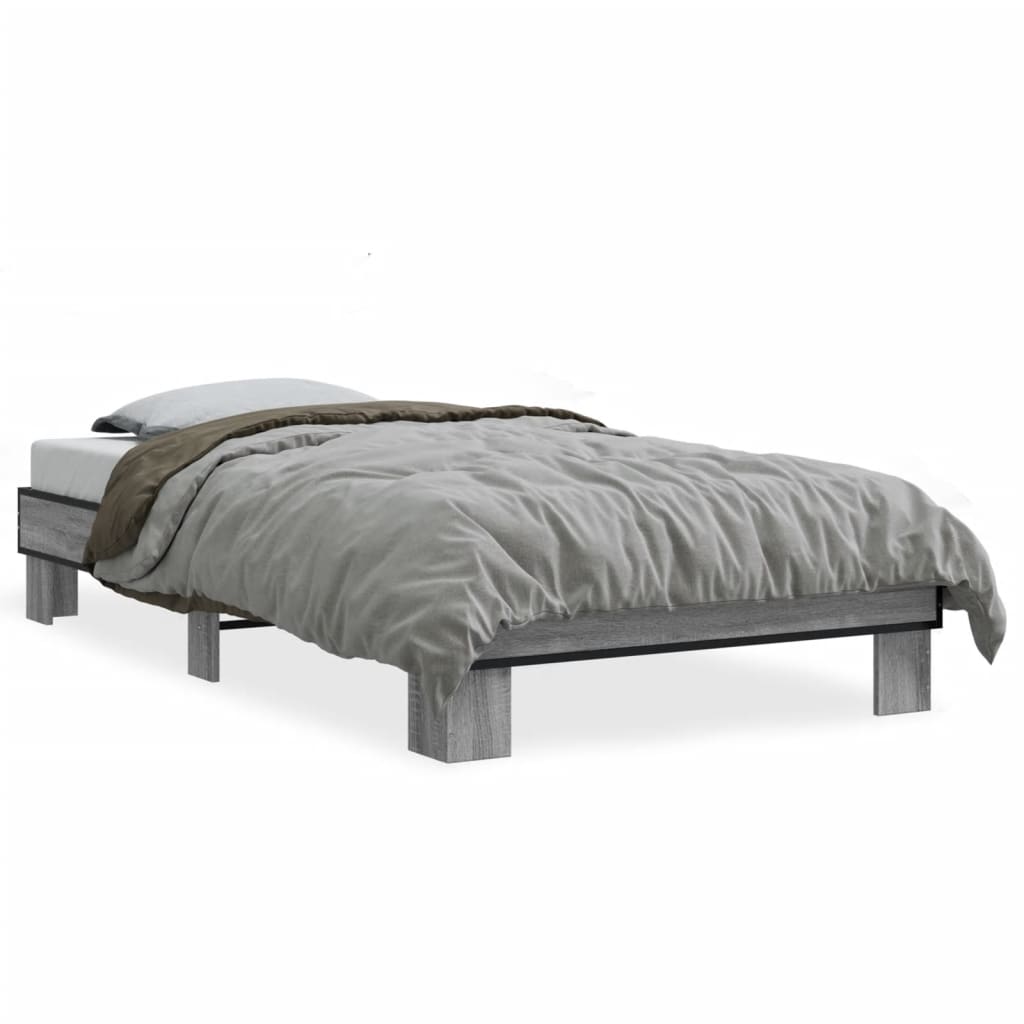 vidaXL Bed Frame without Mattress Grey Sonoma 100x200 cm 2