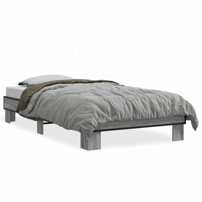 vidaXL Bed Frame without Mattress Grey Sonoma 100x200 cm 2