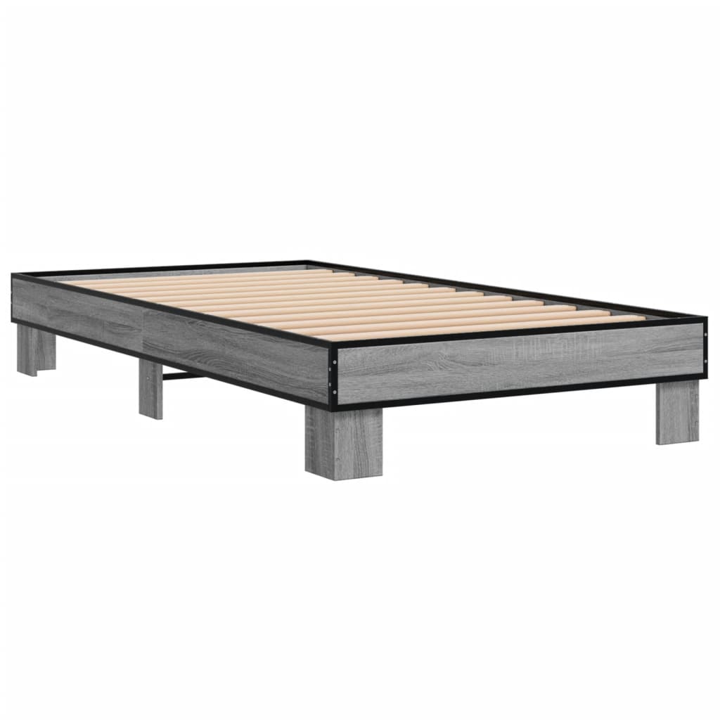 vidaXL Bed Frame without Mattress Grey Sonoma 100x200 cm 3