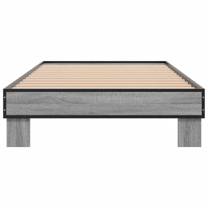 vidaXL Bed Frame without Mattress Grey Sonoma 100x200 cm 4