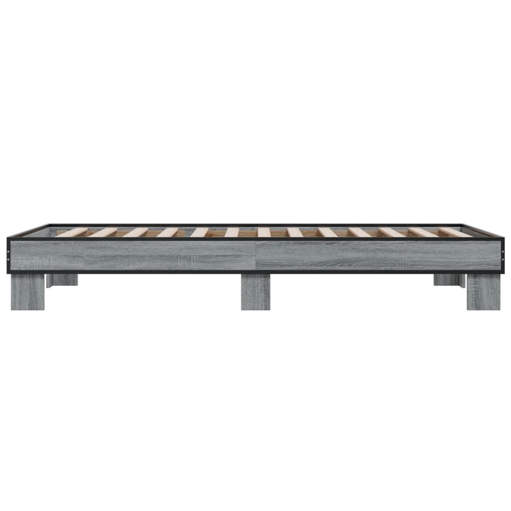 vidaXL Bed Frame without Mattress Grey Sonoma 100x200 cm 5