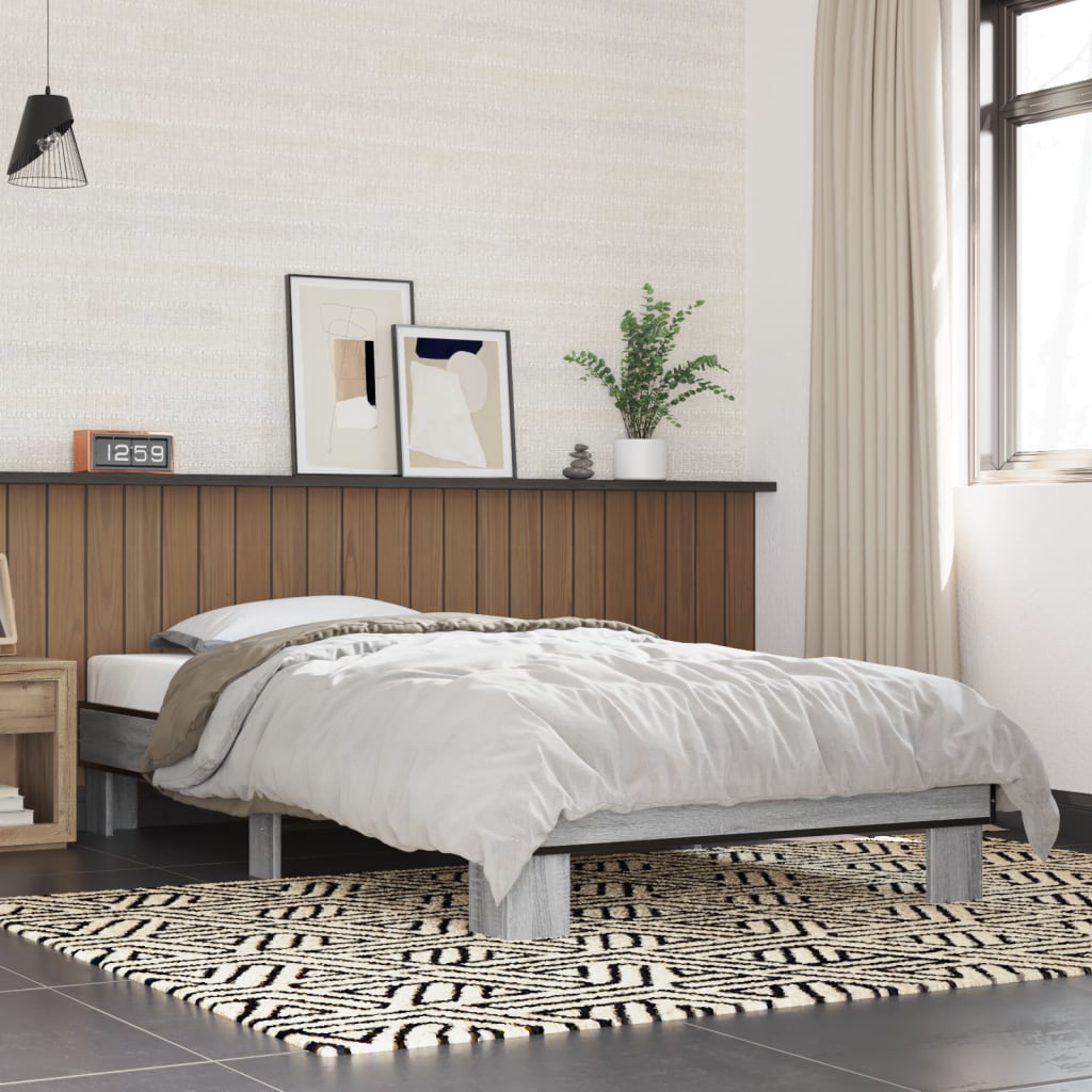 vidaXL Bed Frame without Mattress Grey Sonoma 100x200 cm 1
