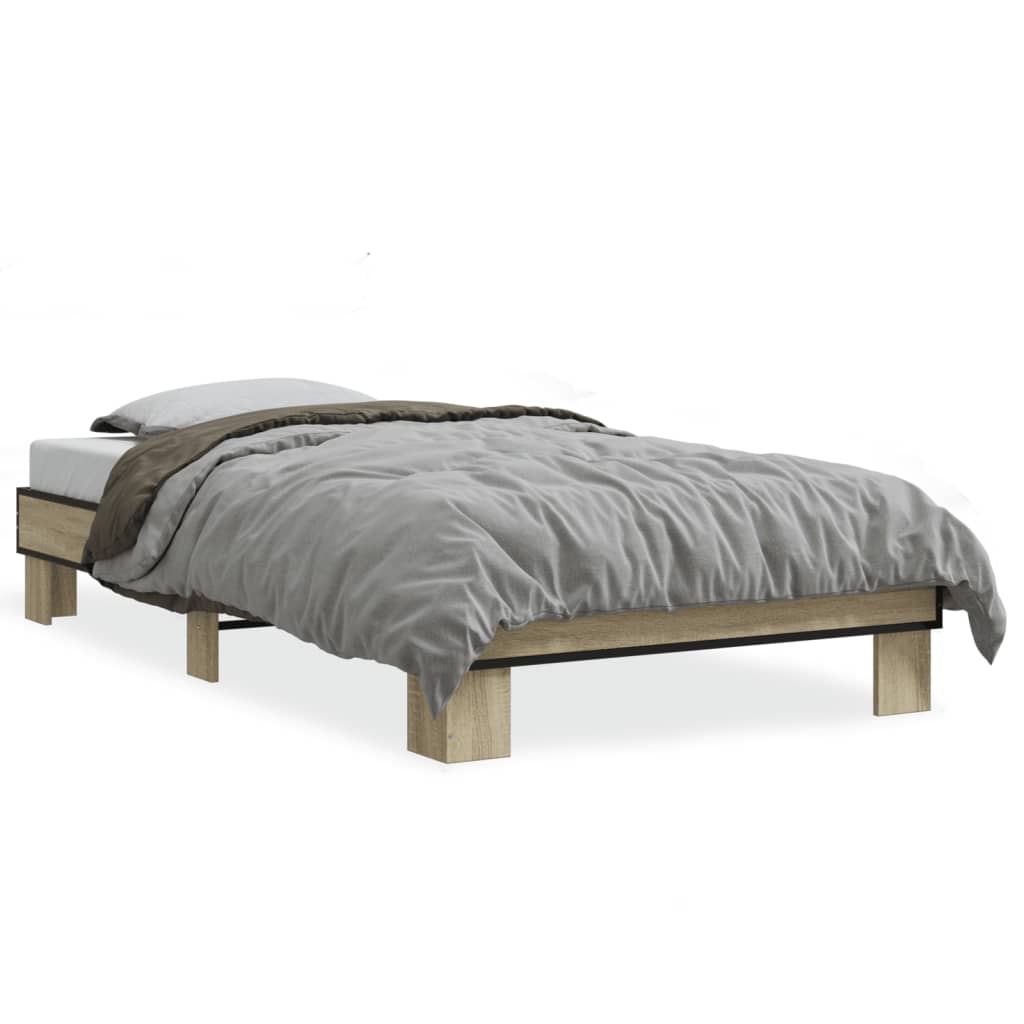 vidaXL Bed Frame without Mattress Sonoma Oak 75x190 cm Small Single 2