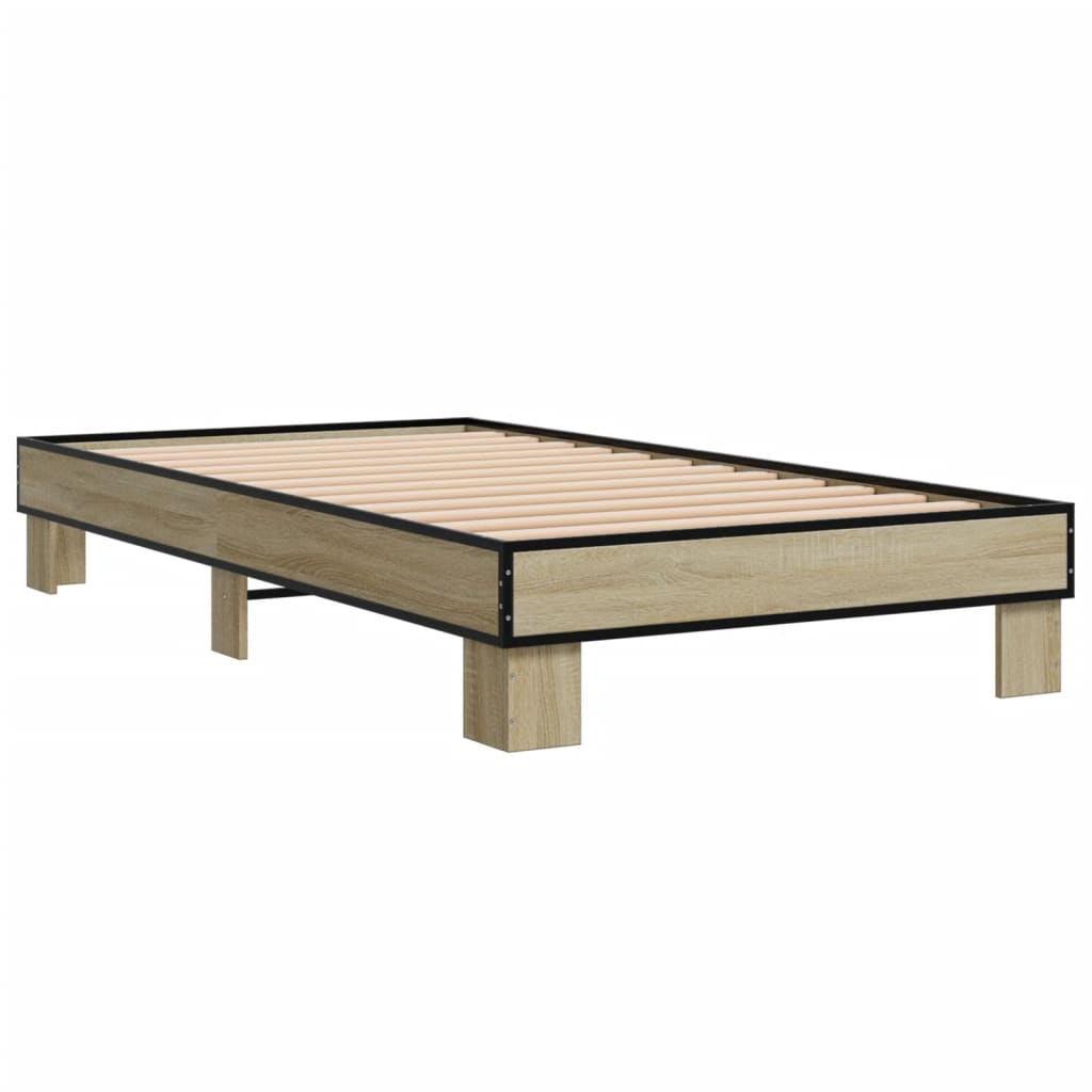 vidaXL Bed Frame without Mattress Sonoma Oak 75x190 cm Small Single 6