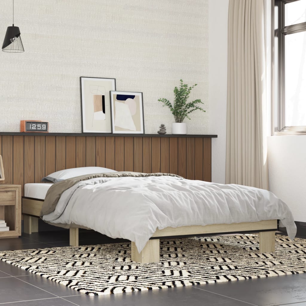 vidaXL Bed Frame without Mattress Sonoma Oak 75x190 cm Small Single 1