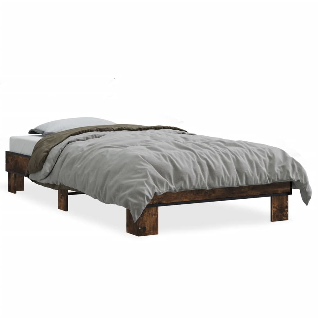 vidaXL Bed Frame without Mattress Smoked Oak 75x190 cm Small Single 2