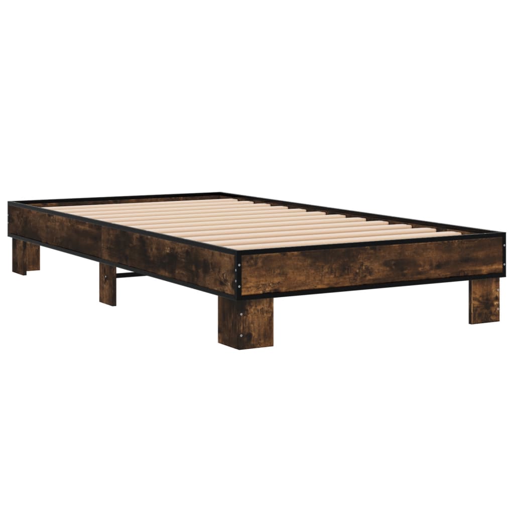 vidaXL Bed Frame without Mattress Smoked Oak 75x190 cm Small Single 3