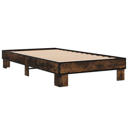 vidaXL Bed Frame without Mattress Smoked Oak 75x190 cm Small Single 3