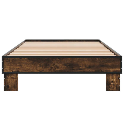 vidaXL Bed Frame without Mattress Smoked Oak 75x190 cm Small Single 4