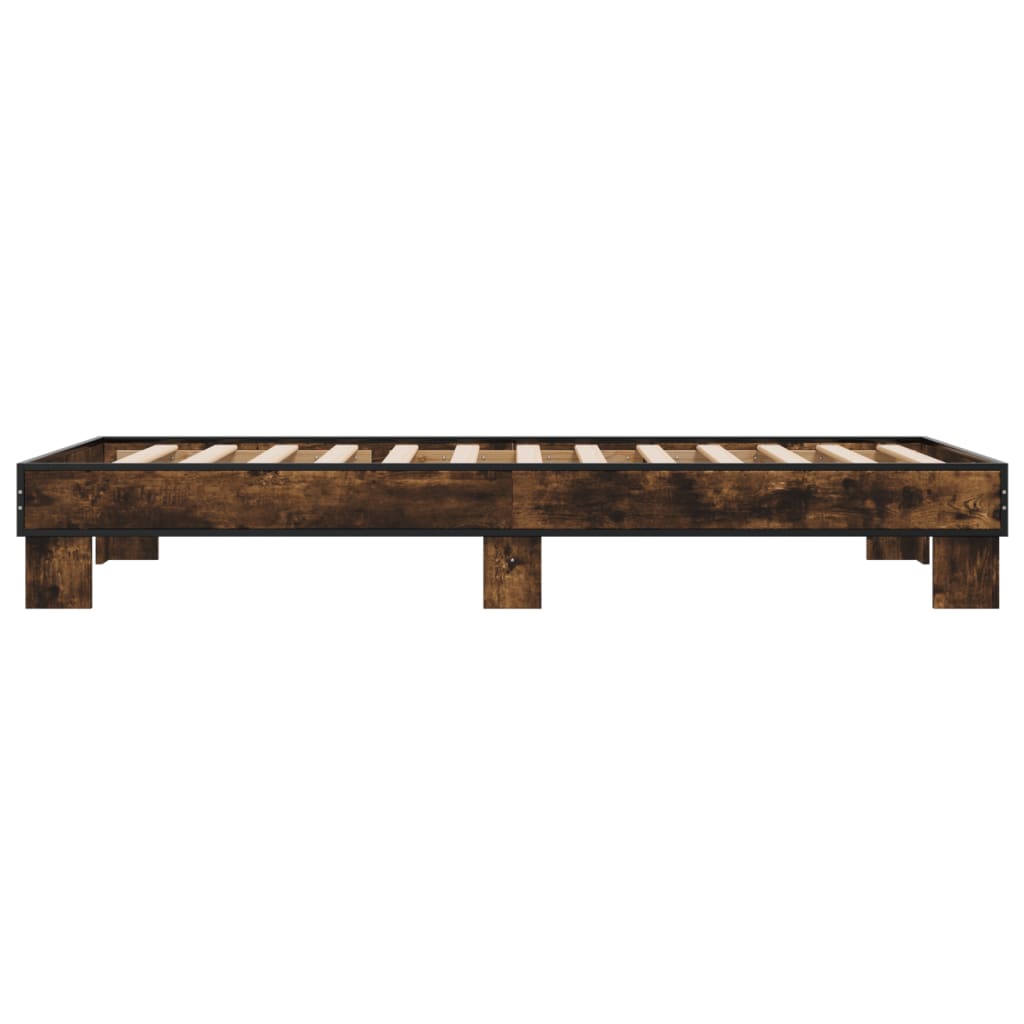 vidaXL Bed Frame without Mattress Smoked Oak 75x190 cm Small Single 5